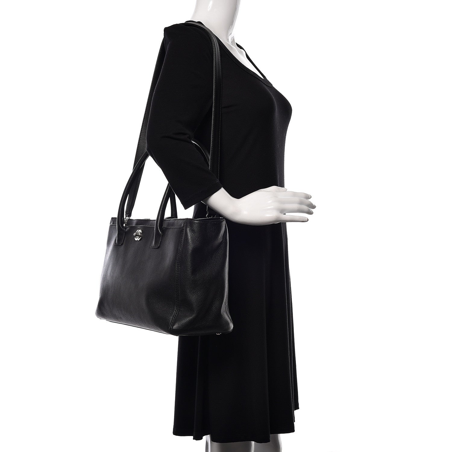 Chanel Calfskin Cerf Shopper Tote Black 3 of 14