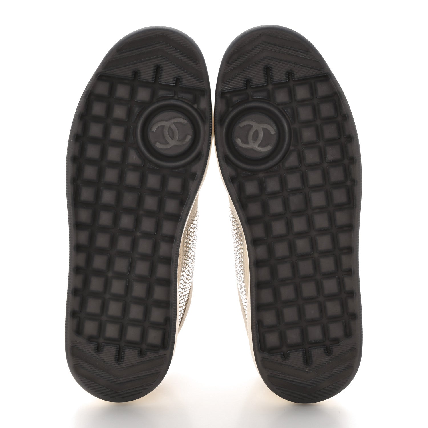 Chanel Calfskin Suede Crystal Womens CC Sneakers 40 White 5 of 8
