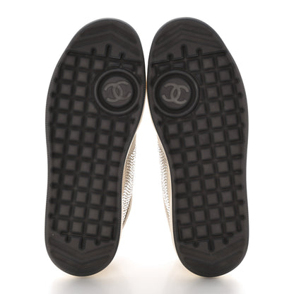 Chanel Calfskin Suede Crystal Womens CC Sneakers 40 White 5 of 8