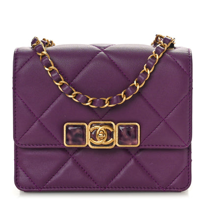 Chanel Calfskin Resin Quilted Mini Flap Purple 1 of 11