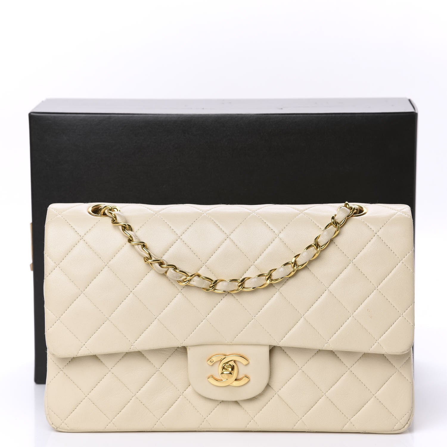 Chanel Lambskin Quilted Medium Double Flap Beige 15 of 15