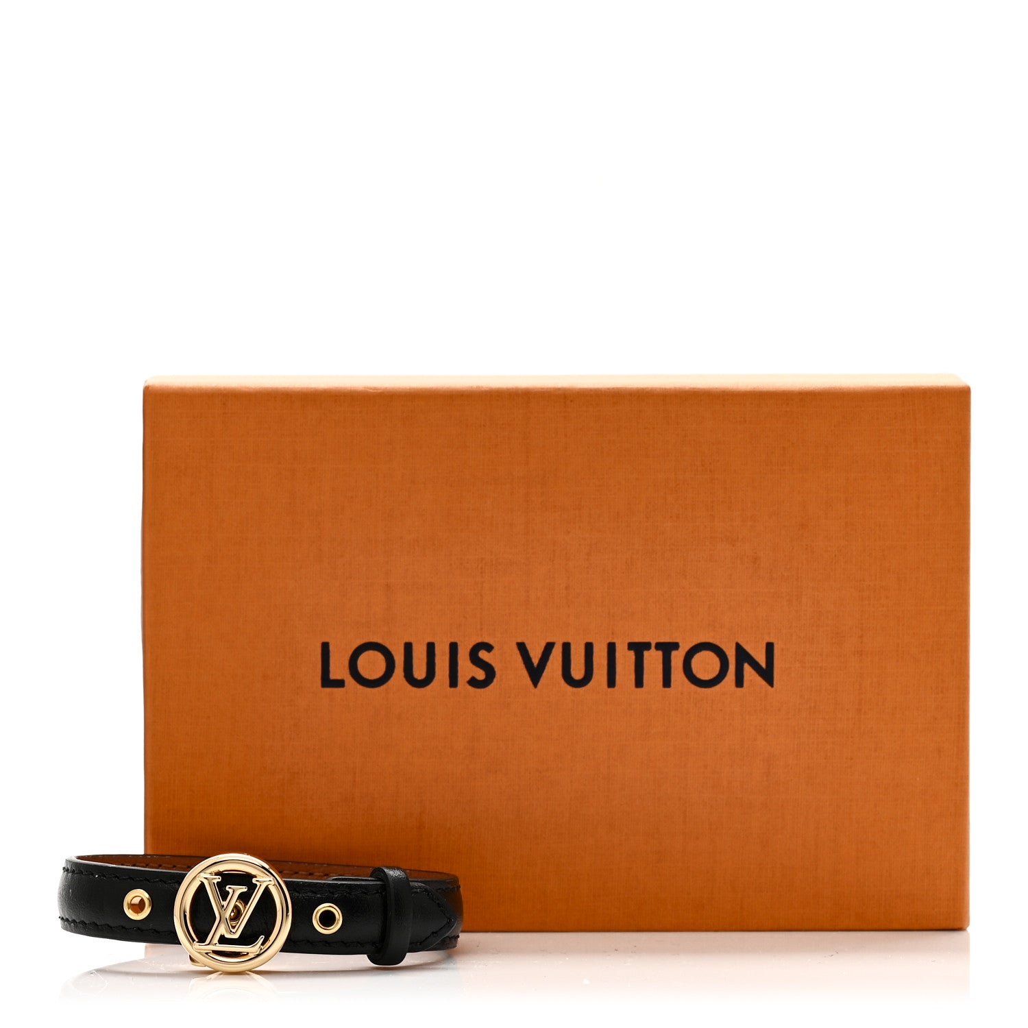 Louis Vuitton Calfskin Metal LV All Around Bracelet Black Gold 4 of 4