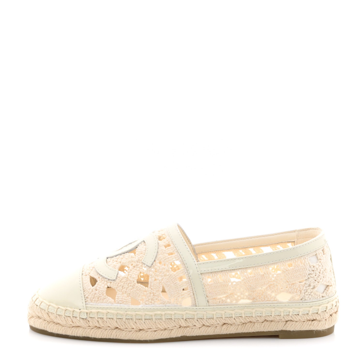 Chanel Macrame Patent CC Espadrilles 35 Beige Ivory 1 of 8