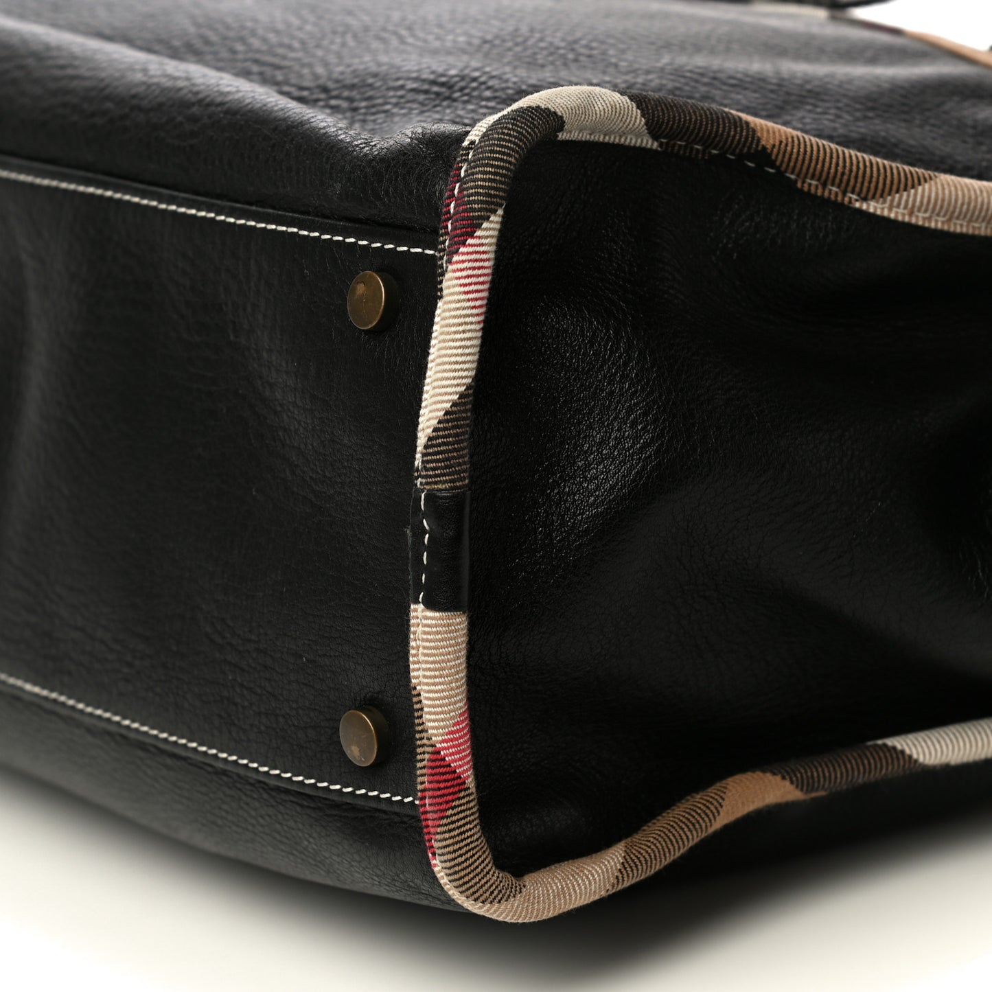 Grainy Calfskin Nova Check Tote Black