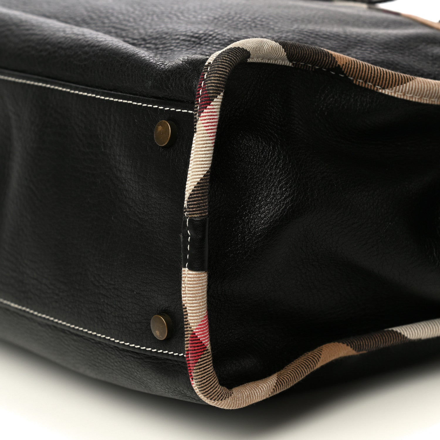 Burberry Grainy Calfskin Nova Check Tote Black 9 of 20