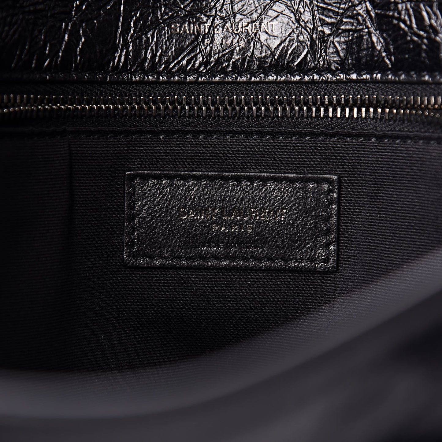 Crinkled Calfskin Matelasse Monogram Medium Niki Chain Satchel Black