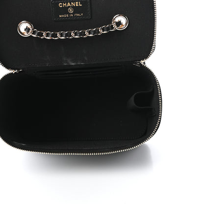 Chanel Lambskin Camellia Embossed Small Vanity Case With Chain Black 6 of 11