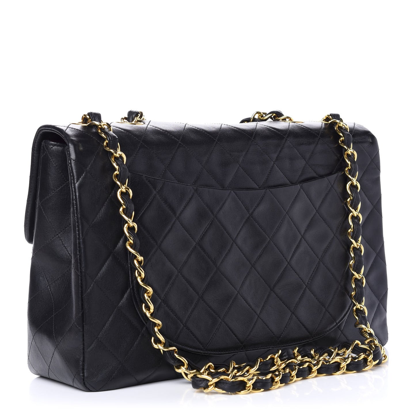 Lambskin Quilted XL Jumbo Single Flap Black