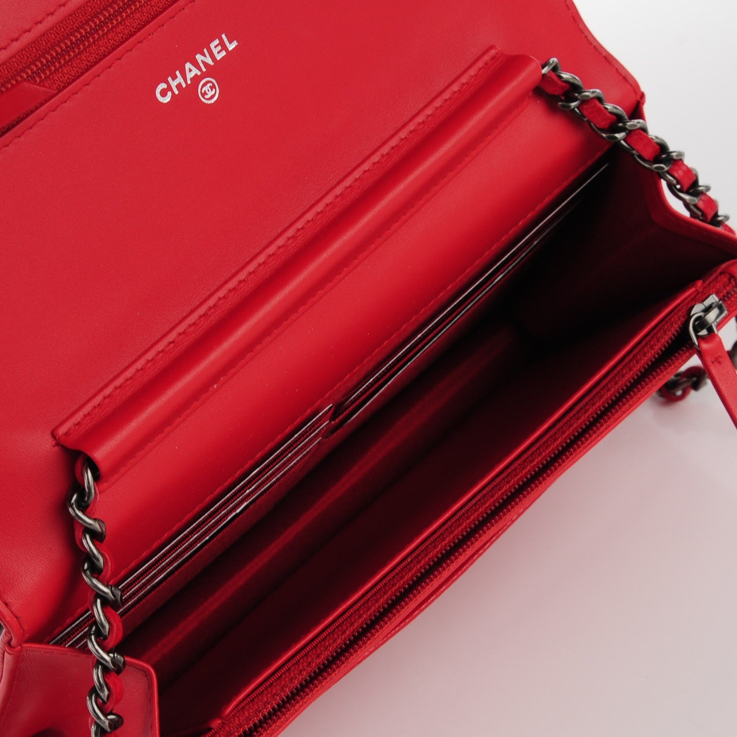 Chanel Caviar Timeless CC Wallet On Chain WOC Red 6 of 9