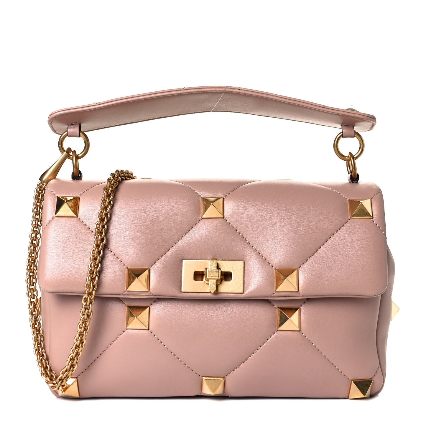 Nappa Large Roman Stud Shoulder Bag Rose Cannelle