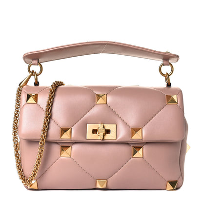 Valentino Garavani Nappa Large Roman Stud Shoulder Bag Rose Cannelle 1 of 14