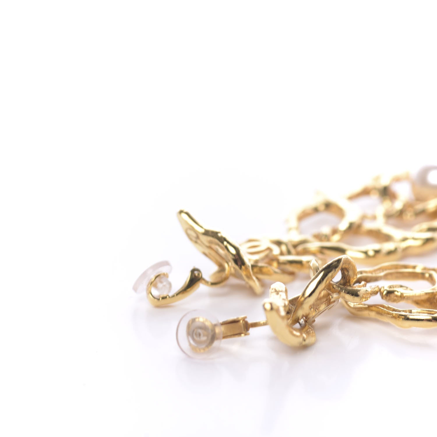 Chanel Pearl CC Drop Clip On Earrings Gold 3 of 5