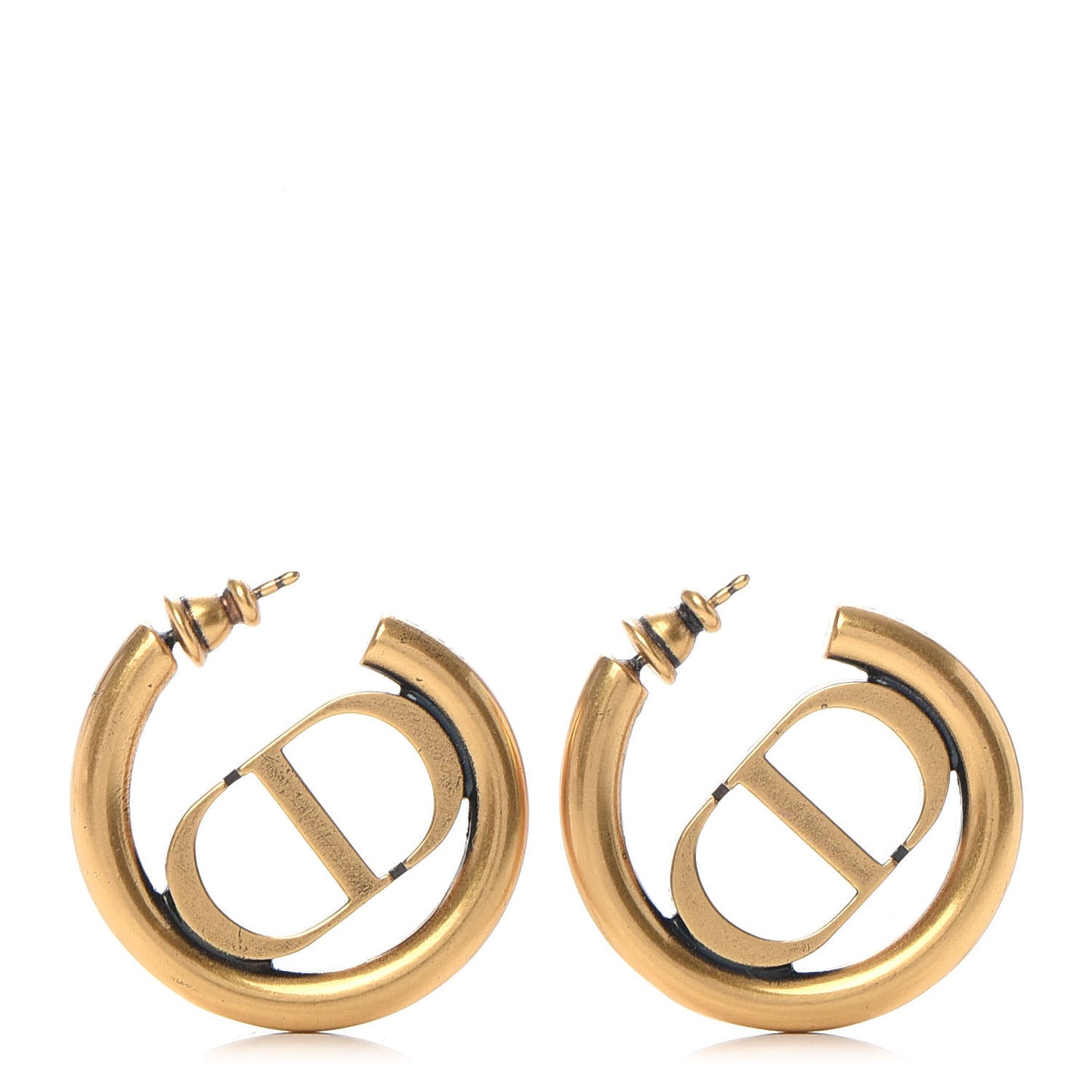 Metal 30 Montaigne Hoop Earrings Aged Gold