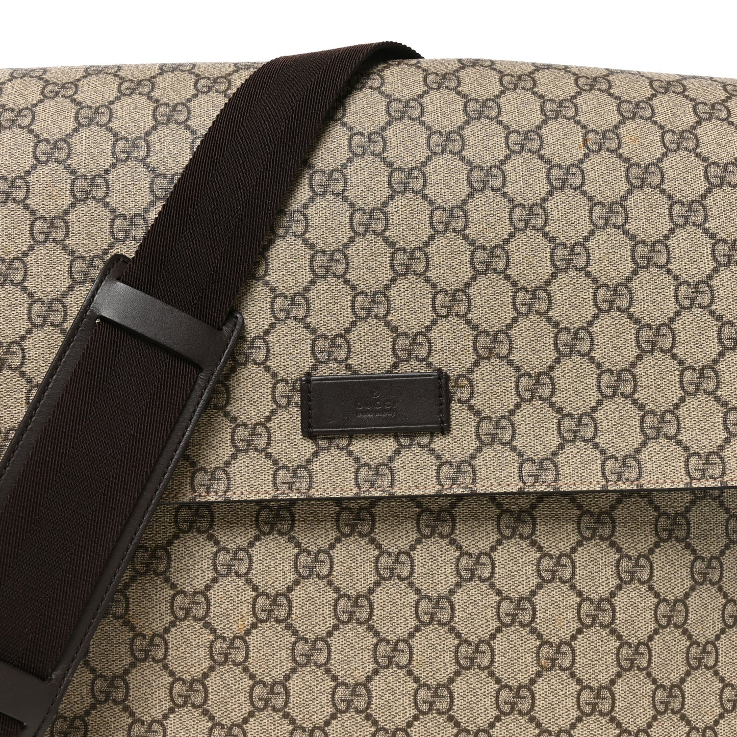 GG Plus Monogram Messenger Diaper Bag Dark Brown