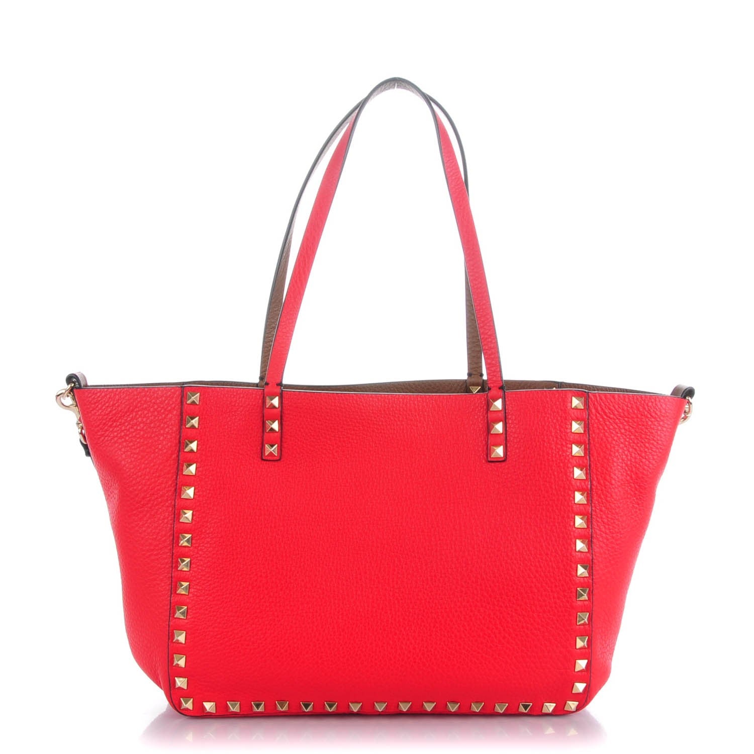 Valentino Garavani Pebbled Calfskin Small Rockstud Reversible Tote Light Cuir Rosso Valentino 1 of 7