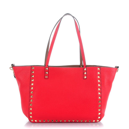 Valentino Garavani Pebbled Calfskin Small Rockstud Reversible Tote Light Cuir Rosso Valentino 1 of 7