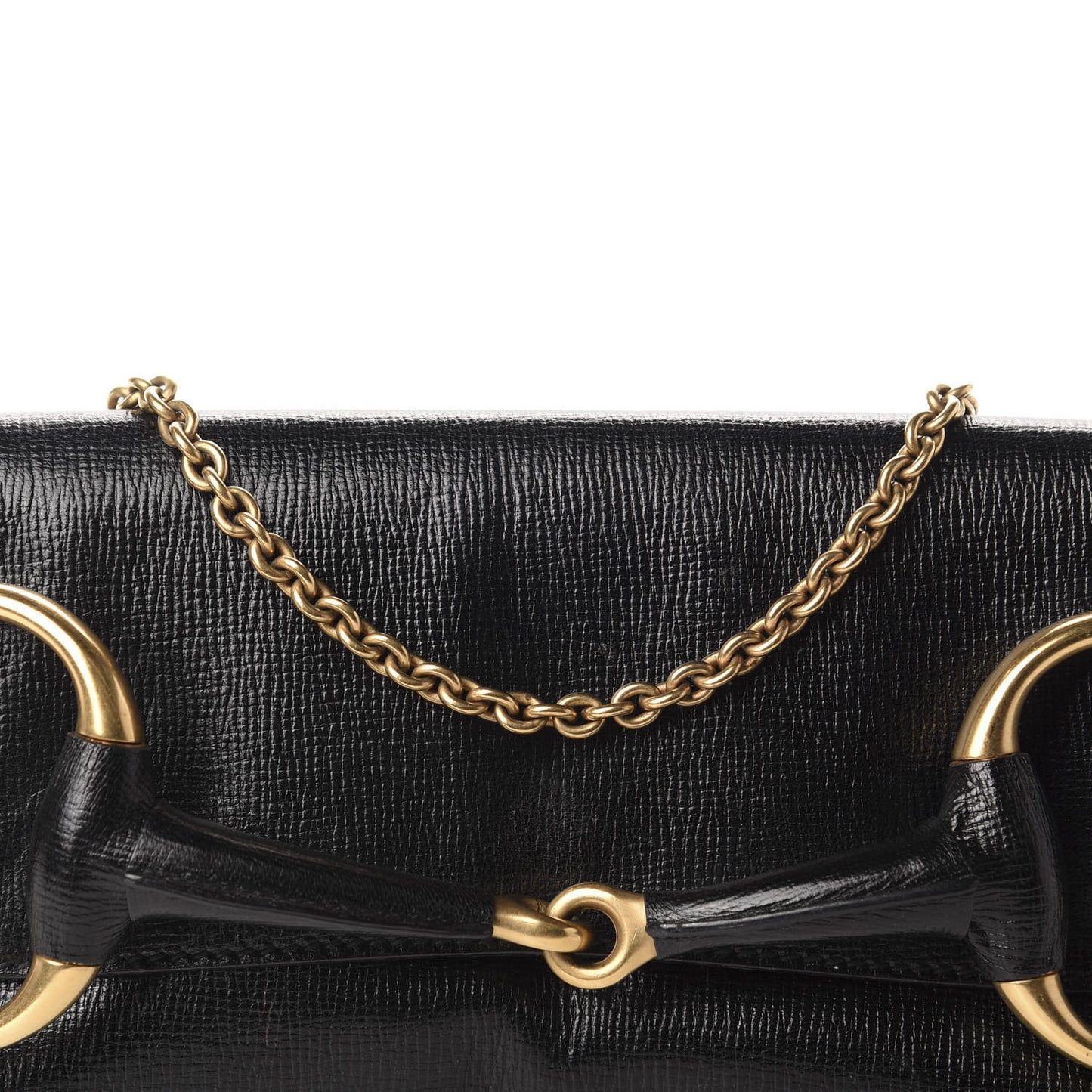 Textured Calfskin Horsebit Clutch Black