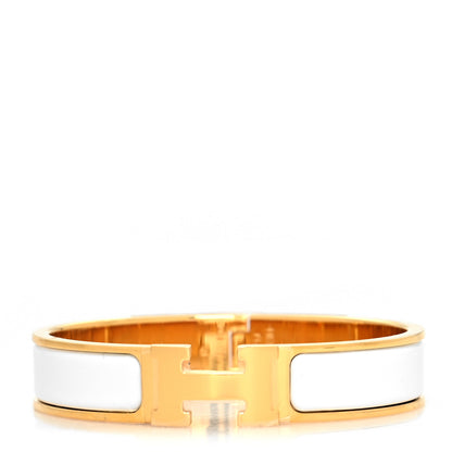 Hermes Enamel Narrow Clic Clac H Bracelet PM White 1 of 5