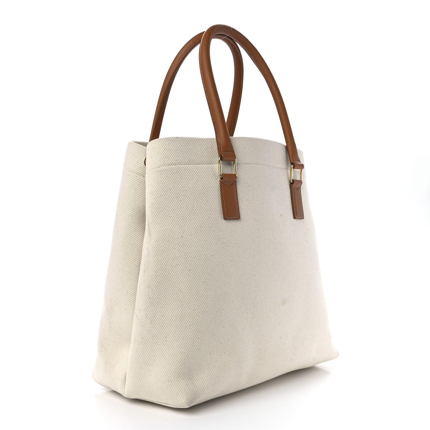Celine Canvas Calfskin Horizontal Cabas Natural Tan 2 of 12