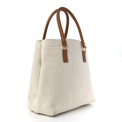 Celine Canvas Calfskin Horizontal Cabas Natural Tan 2 of 12