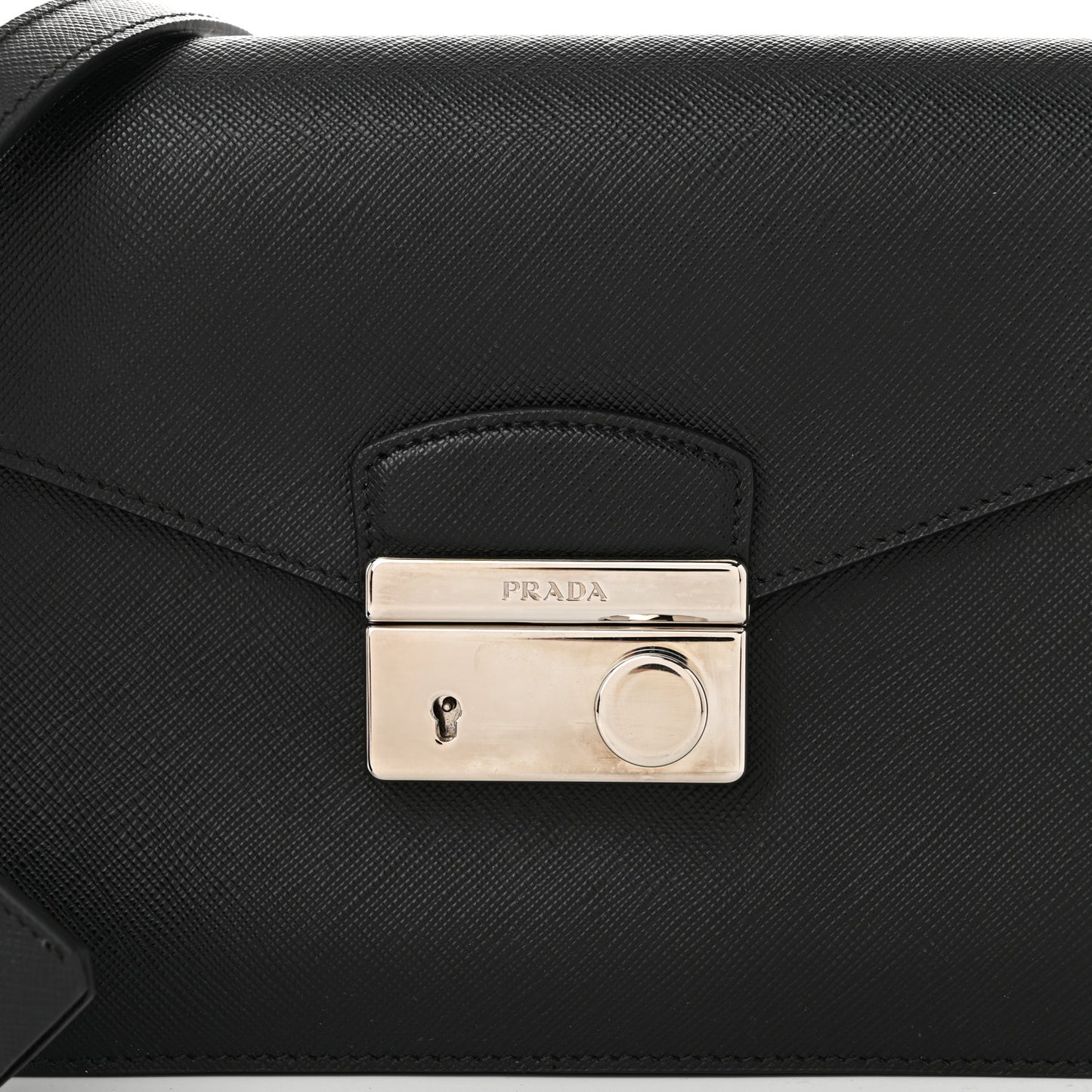 Saffiano Lux Sound Crossbody Bag Black