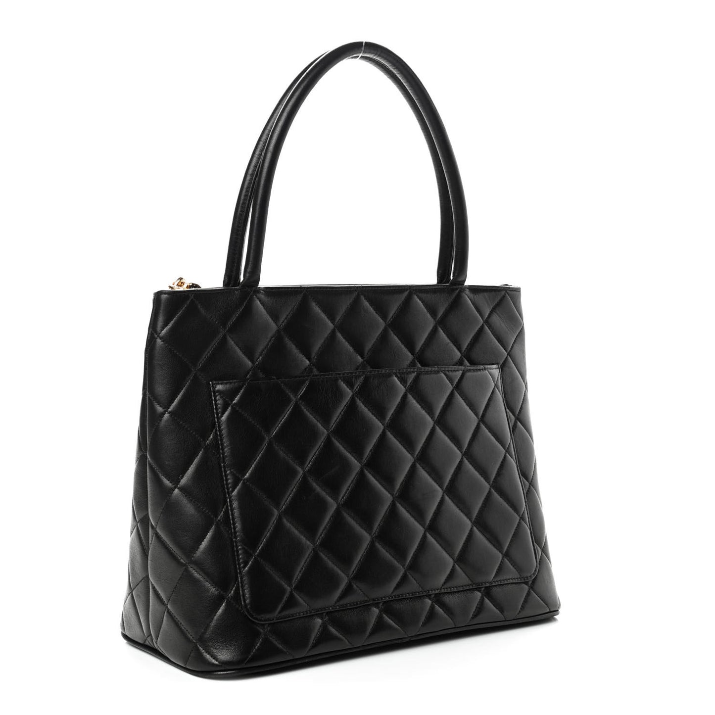 Lambskin Quilted Medallion Tote Black