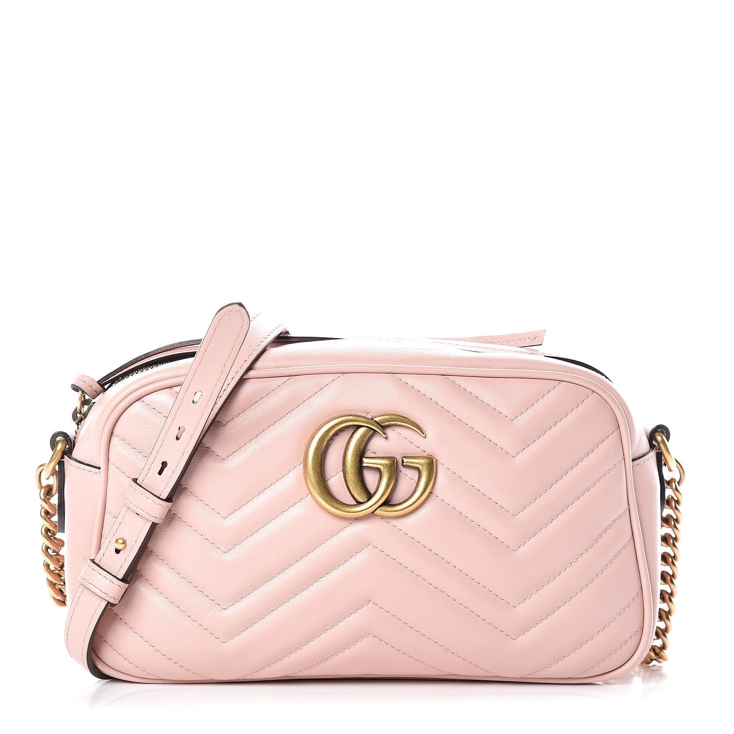 Gucci Calfskin Matelasse Small GG Marmont Chain Shoulder Bag Perfect Pink 1 of 13