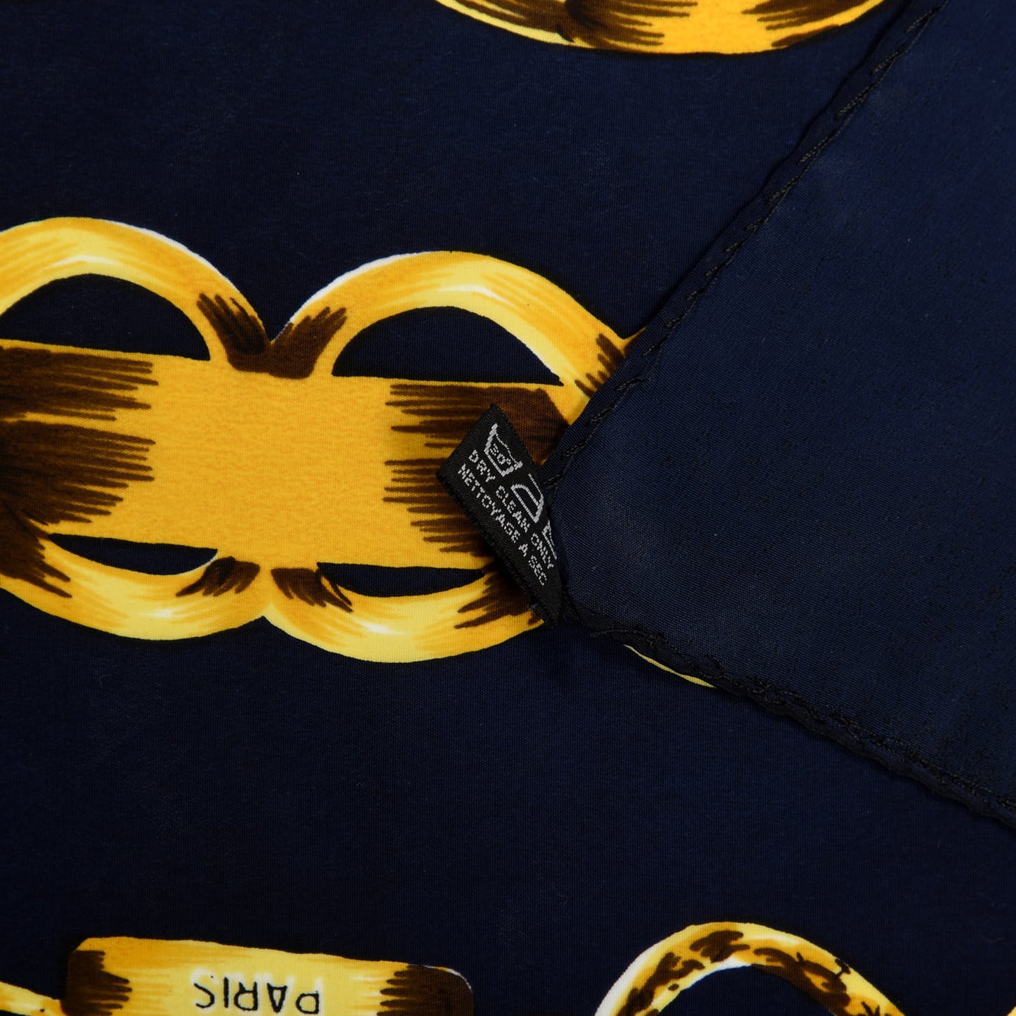 Silk CC Chain Square Scarf Navy