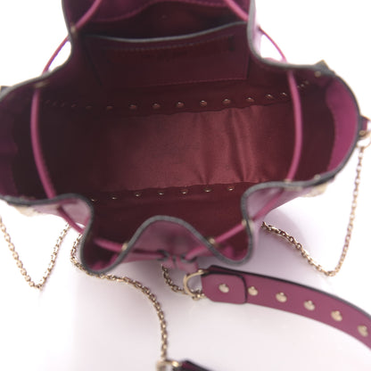 Valentino Garavani Vitello Mini Rockstud Chain Strap Bucket Bag Deep Cyclamin 5 of 9