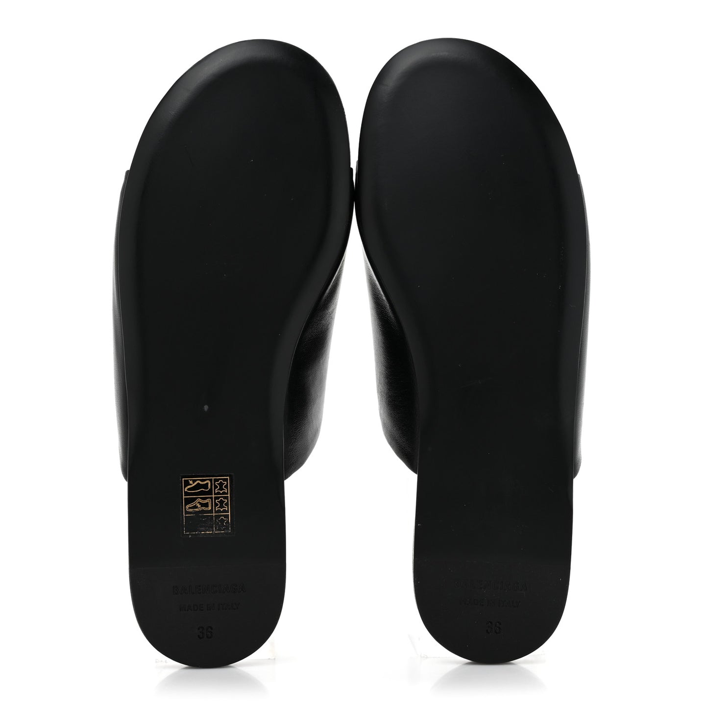 Shiny Sheepskin Oval BB Mule Sandals 36 Black
