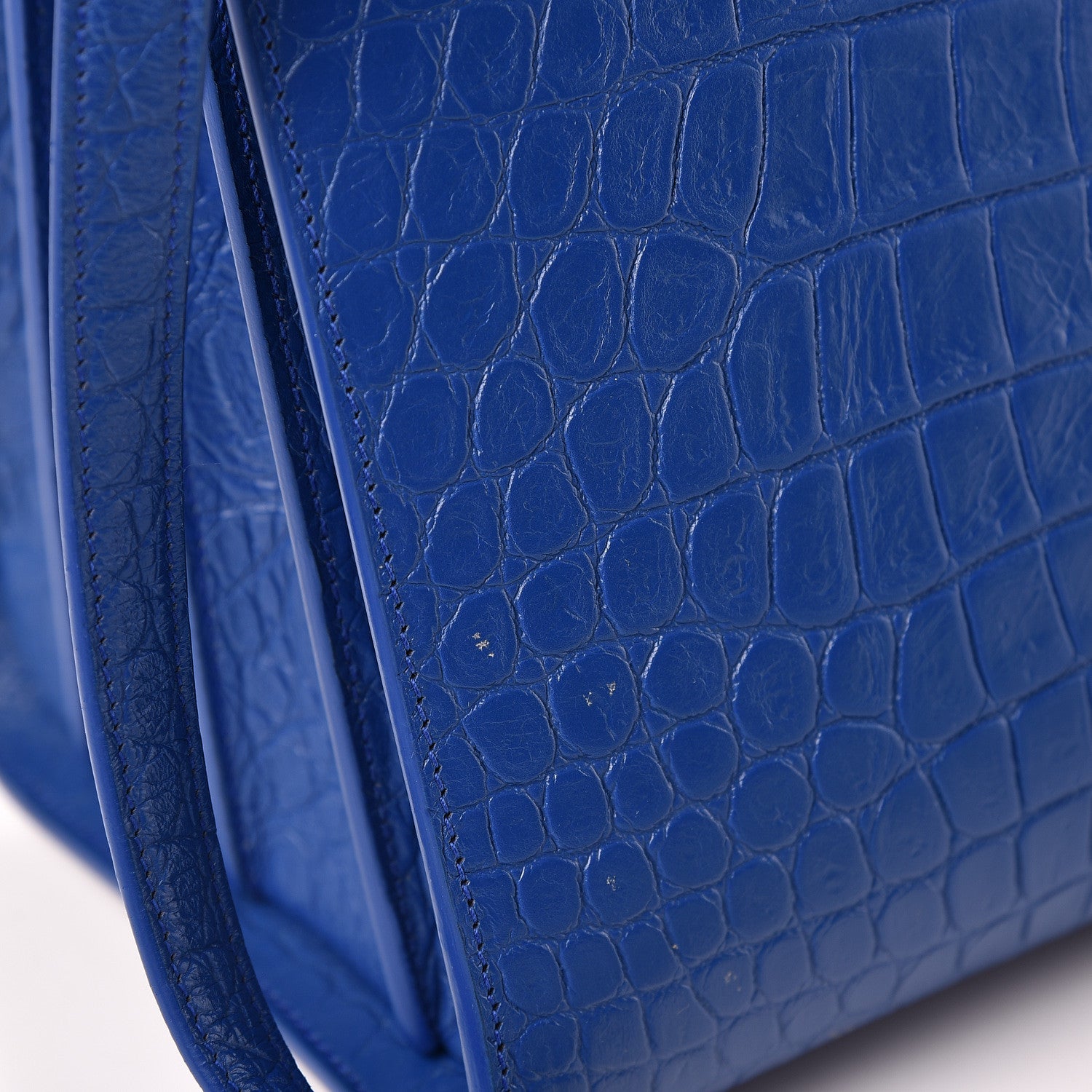 Saint Laurent Calfskin Crocodile Embossed Small Sac De Jour Royal Blue 11 of 12