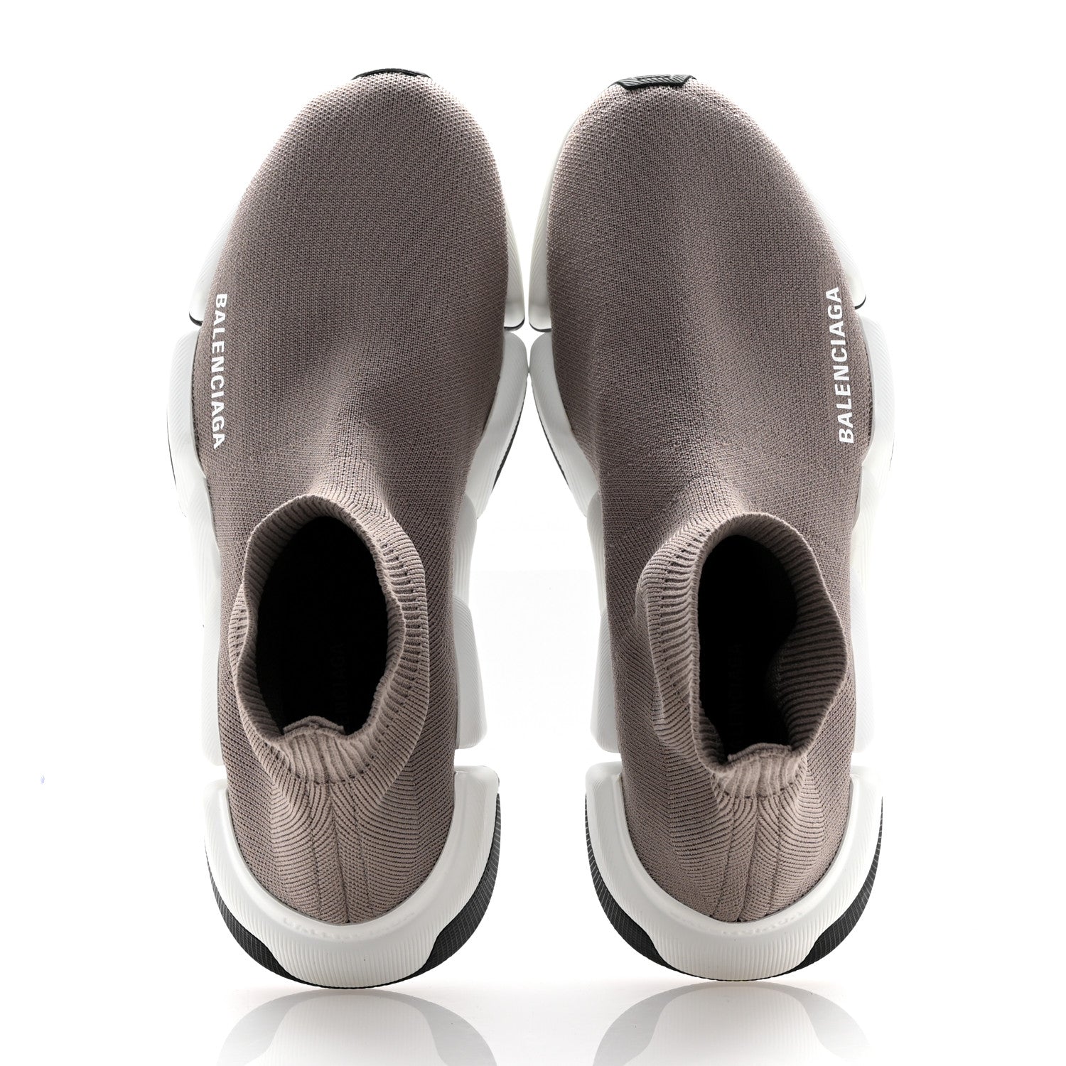 Balenciaga Technical 3D Recycled Knit Bi-Color Sole Womens Speed 2.0 Sneakers 37 Dark Beige White Black 2 of 7