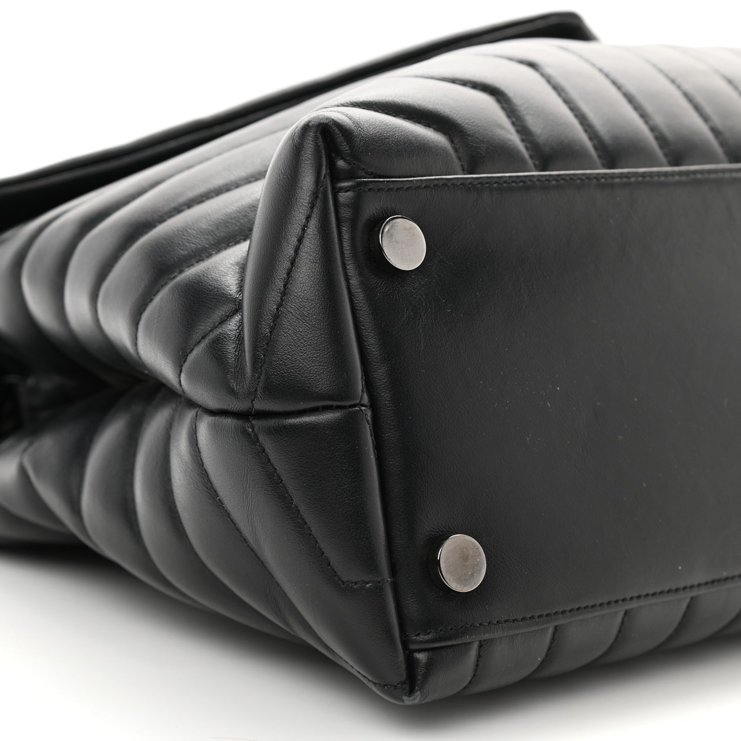 Calfskin Y Quilted Monogram Monochrome Large Loulou Chain Satchel Black