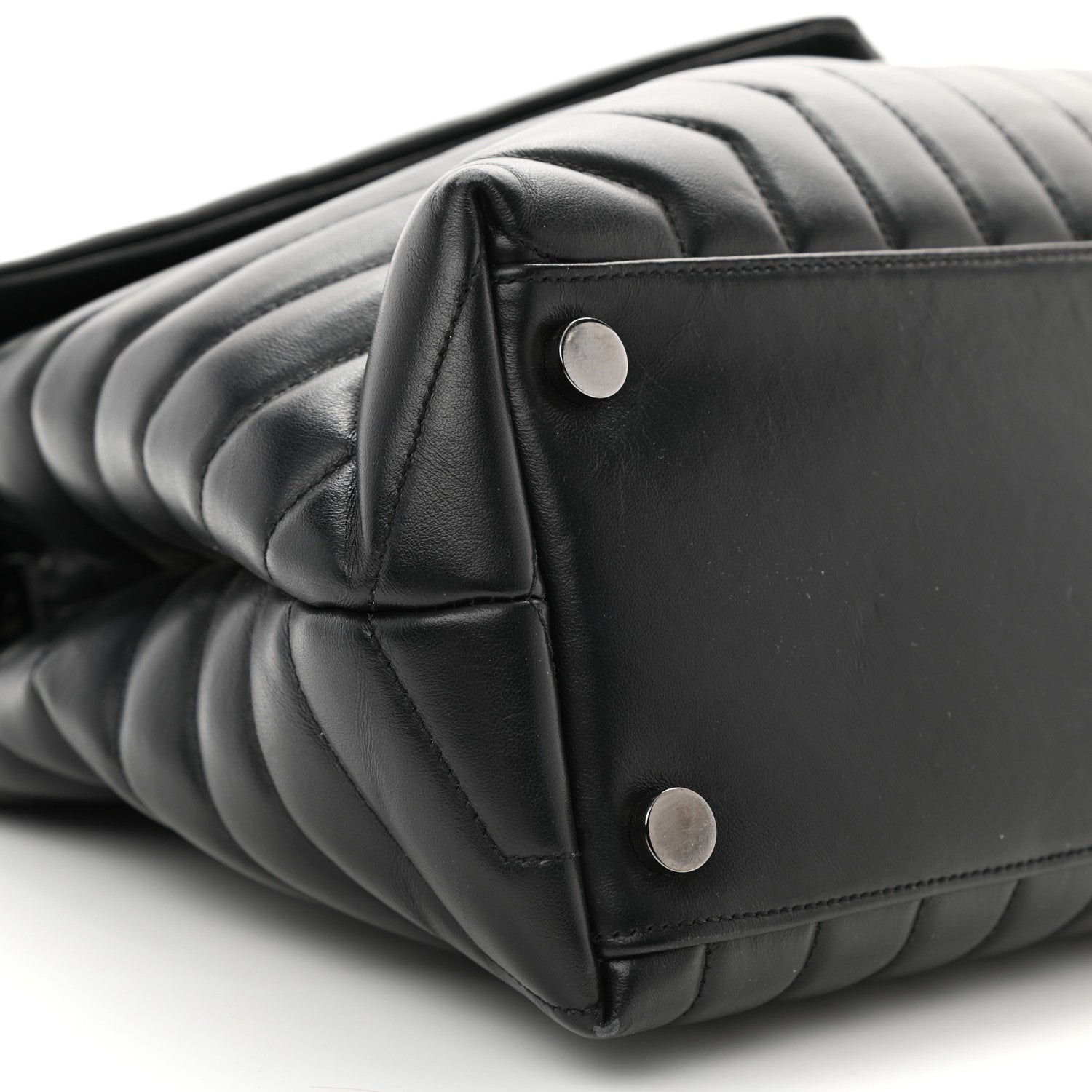 Saint Laurent Calfskin Y Quilted Monogram Monochrome Large Loulou Chain Satchel Black 9 of 10