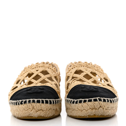 Chanel Raffia Fabric CC Espadrilles 38 Beige Black 2 of 14