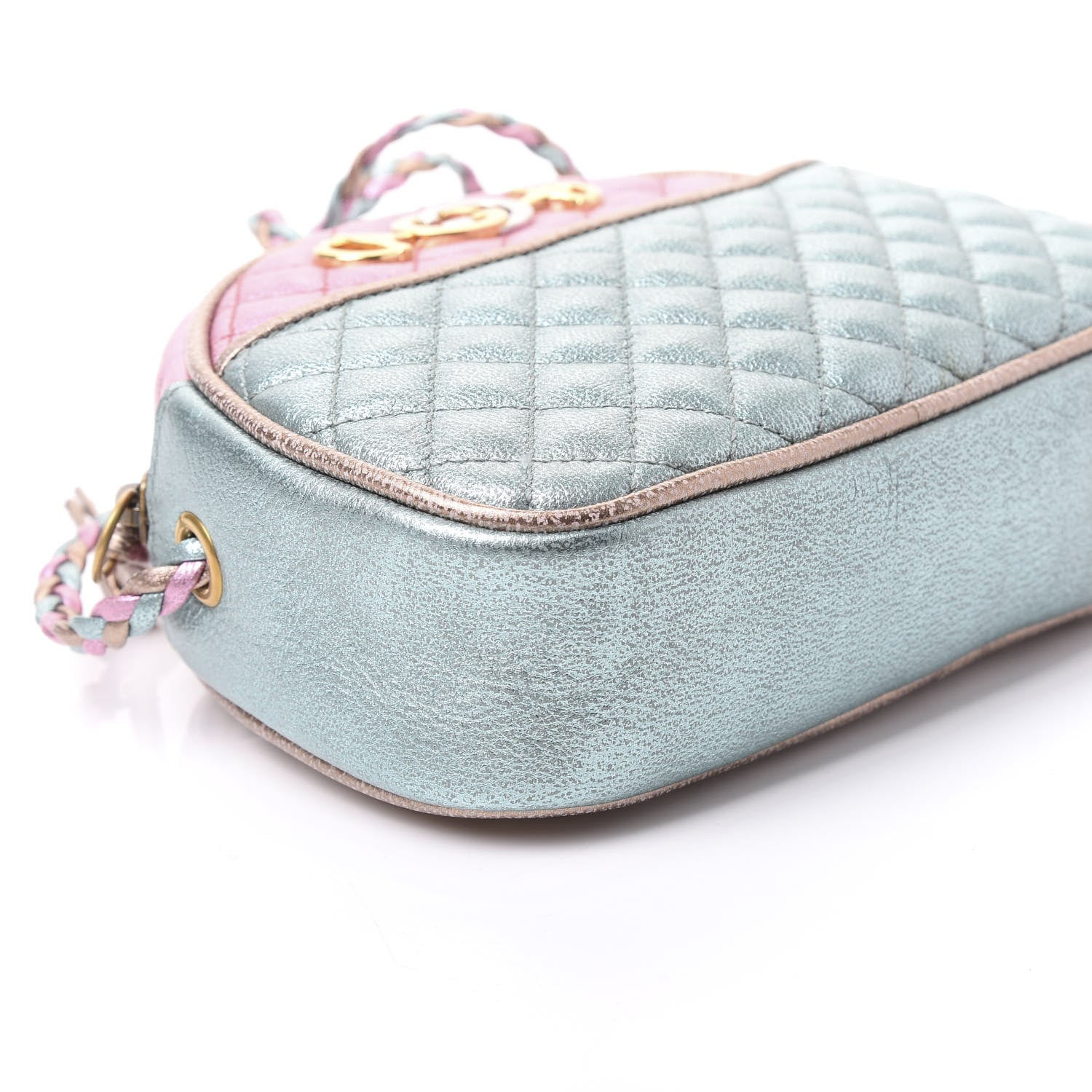 Gucci Laminated Nappa Trapuntata Mini Zumi Dome Shoulder Bag Rosa Lago Rame 8 of 9