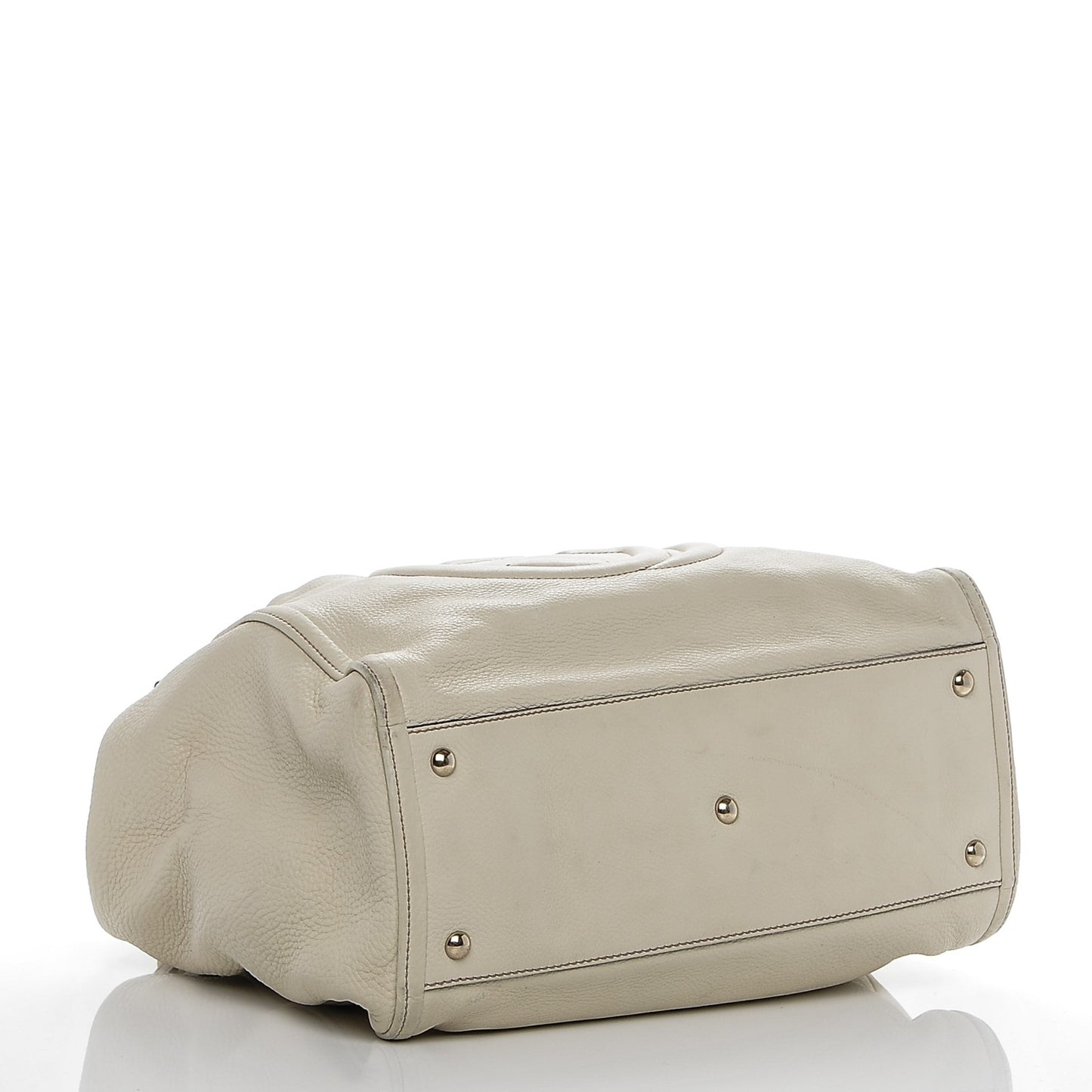 Pebbled Calfskin Medium Soho Shoulder Bag Off White