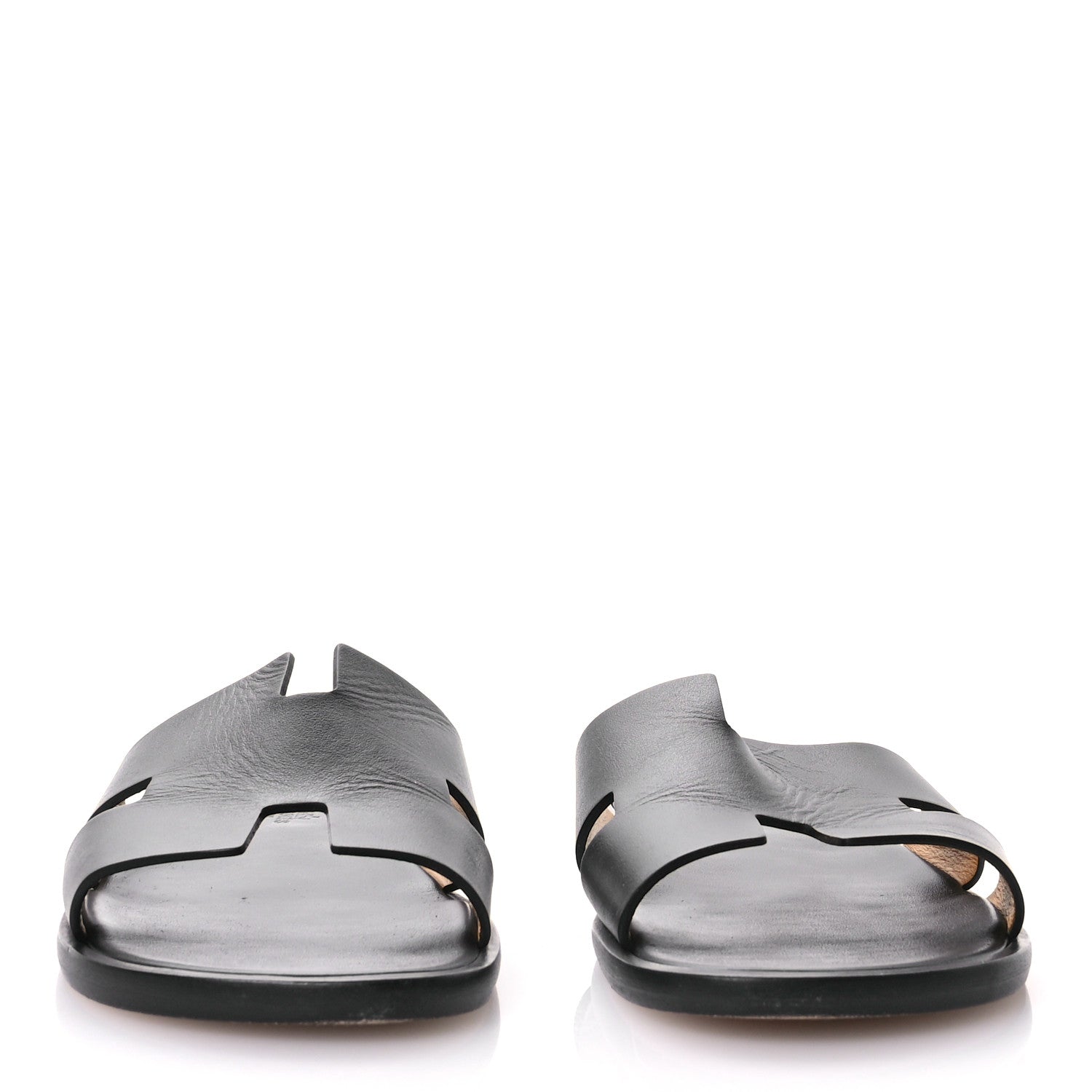 Hermes Calfskin Mens Izmir Sandals 42.5 Black 3 of 8