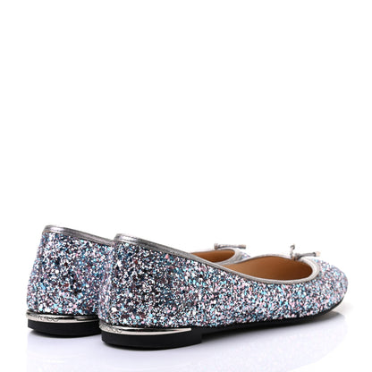 Jimmy Choo Coarse Glitter Fabric Ballet Flats 37.5 Blue 4 of 7