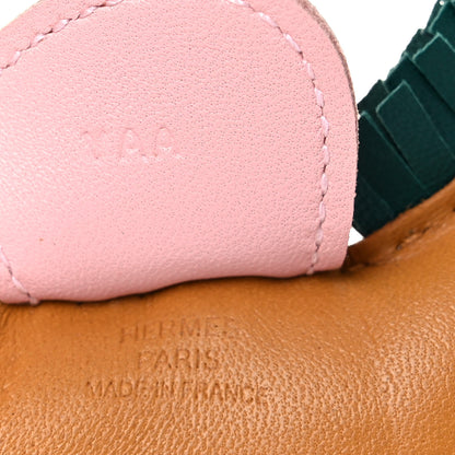 Hermes Milo Lambskin Grigri Rodeo Horse Bag Charm MM Sesame Malachite Rose Sakura 3 of 5