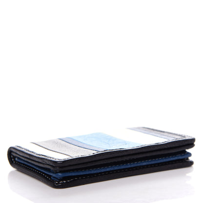 Balenciaga Veau Arena Multicolore Bazar Bi-Fold Card Case Bleu Gris White Black 4 of 8