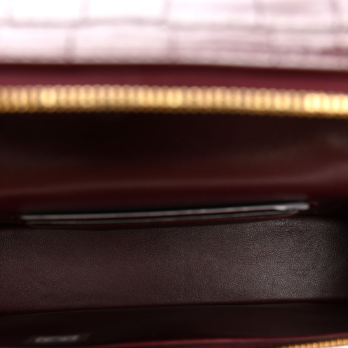 Calfskin Crocodile Embossed Crococo Exoticoco Vanity With Chain  Dark Burgundy