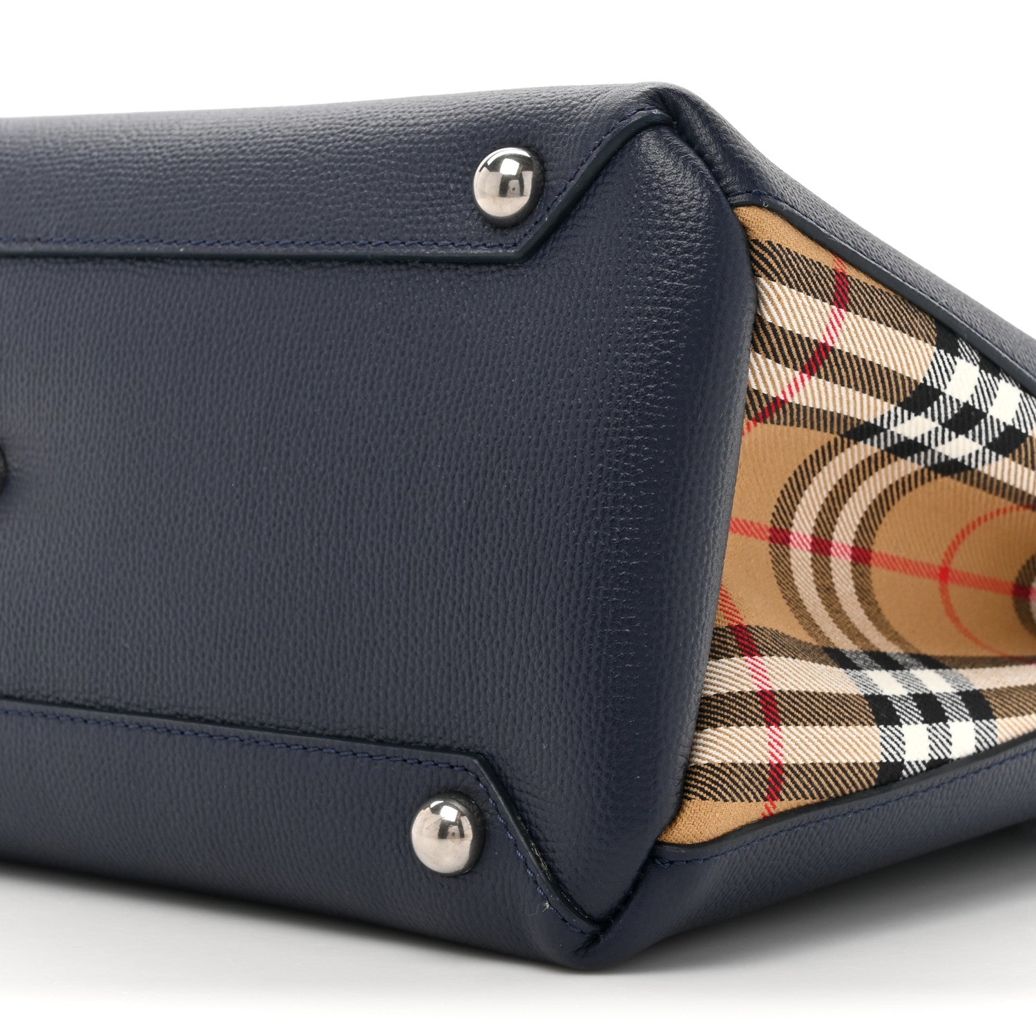 Burberry Derby Calfskin Vintage Check Medium Banner Tote Regency Blue 9 of 11