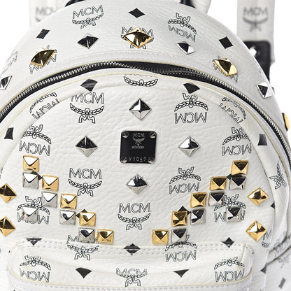 MCM Visetos Studded Small Stark M Backpack White 7 of 9