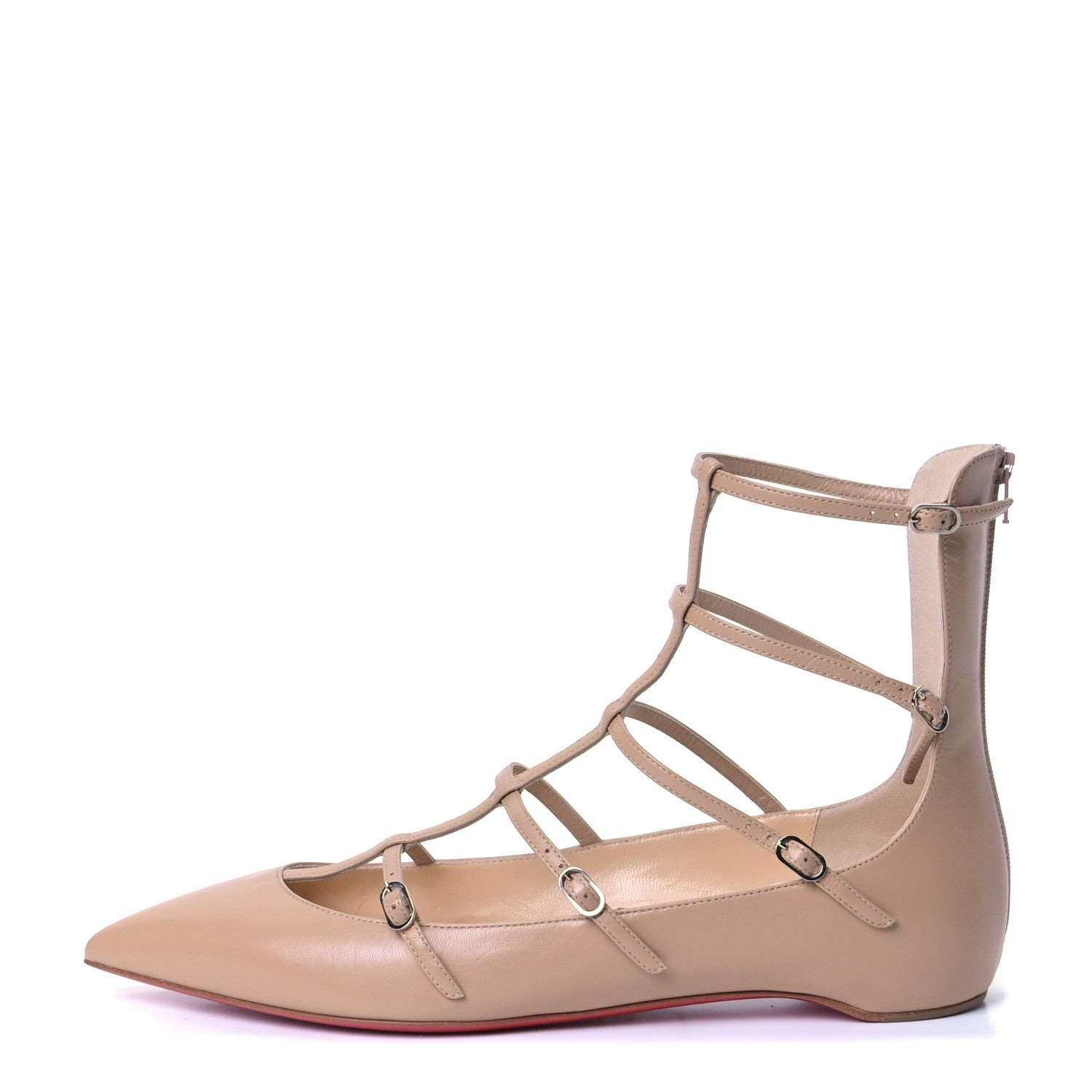 Christian Louboutin Kid Toerless Cage Flats 39 Nude 2 of 8