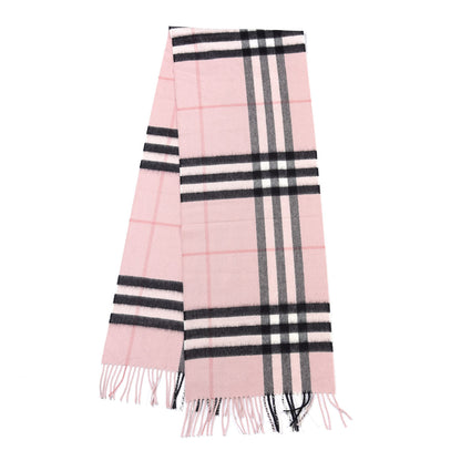 Burberry Cashmere Giant Icon Check Fringe Scarf Ash Rose 1 of 7
