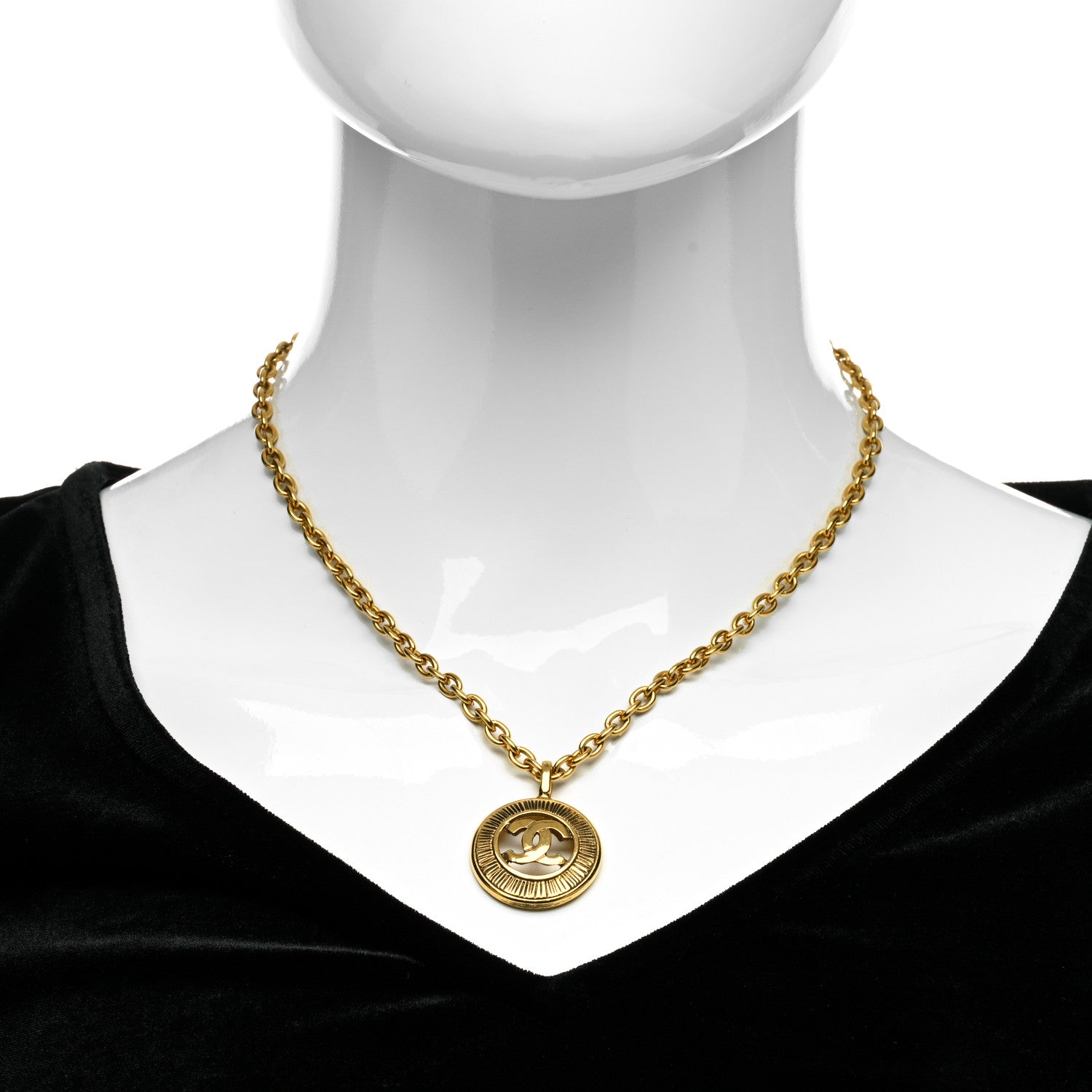 Chanel CC Chain Pendant Necklace Gold 2 of 5