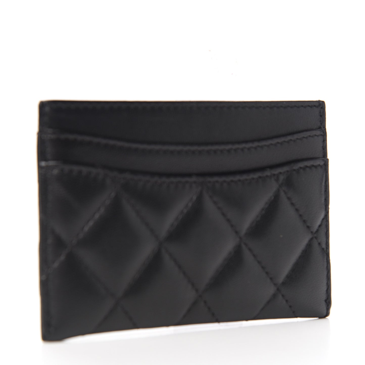 Lambskin Quilted Card Holder Black