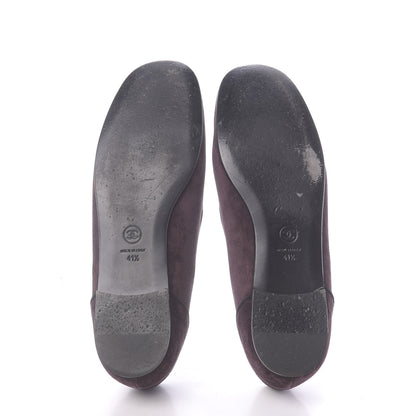 Chanel Suede Calfskin Womens Mocassin CC Flats 41.5 Purple 7 of 12