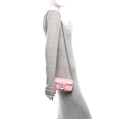 Gucci Calfskin Matelasse Super Mini GG Marmont Shoulder Bag Wild Rose 2 of 11